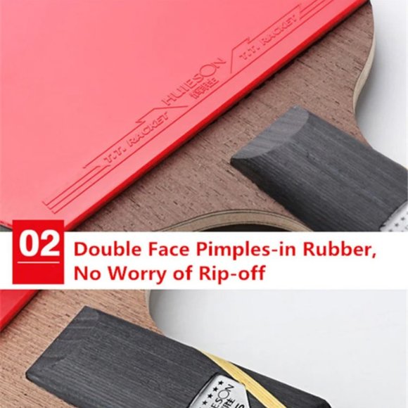 2pc Ping Pong Rackets Set 5 Star Offensive Table Tennis Racket with Fine Contr - Picture 10 of 15